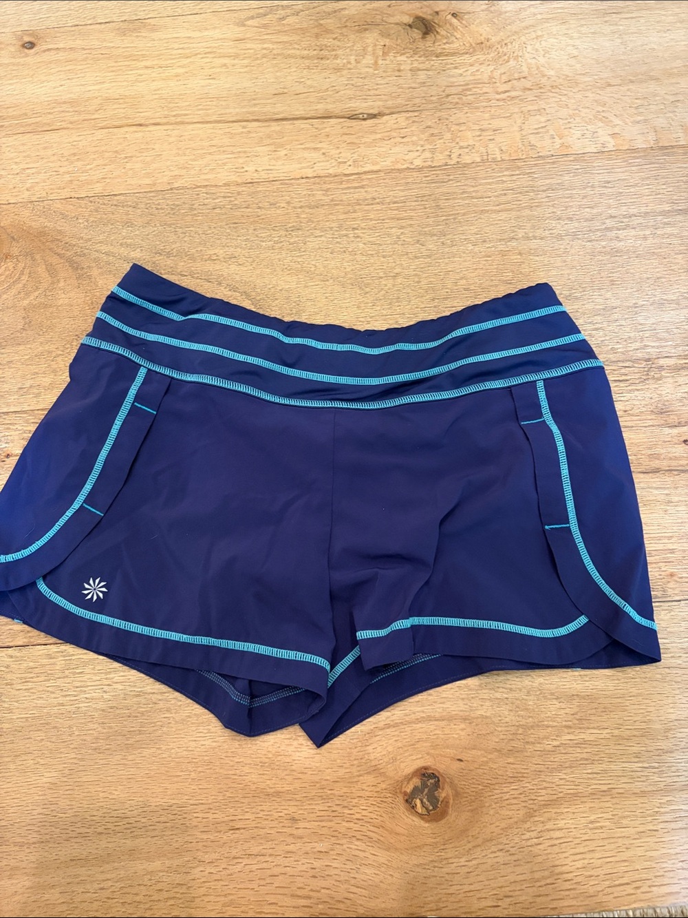 Athleta Navy Shorts with Aqua Trim